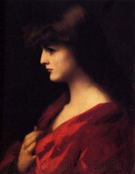 Jean-Jacques Henner Study of a Woman in Red Norge oil painting art
